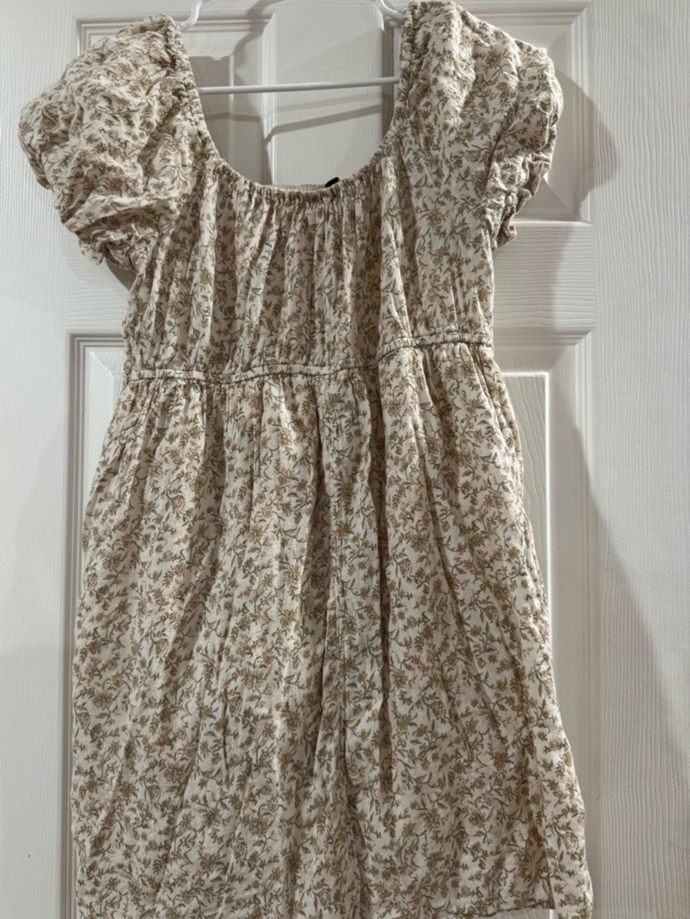 American Eagle Outfitters Cream Mini Dress with Tan Floral Print